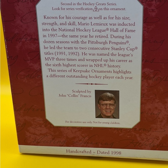 2355 - AMT NFL Mario Lemieux Handcrafted Hallmark 1998 Ornament + Card - Picture 10 of 16